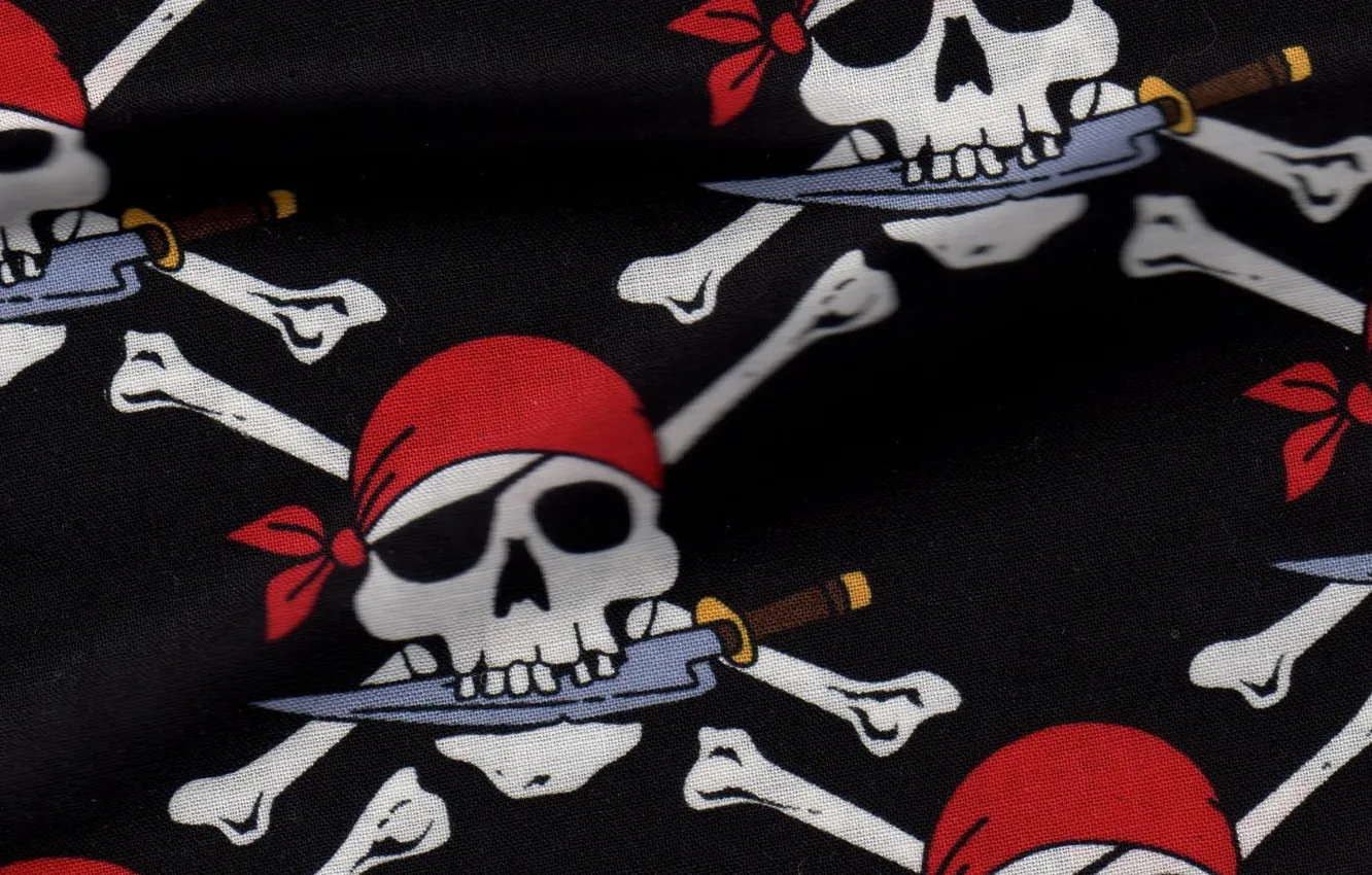 Фото обои фон, пират, нож, текстуры, бандана, веселый роджер