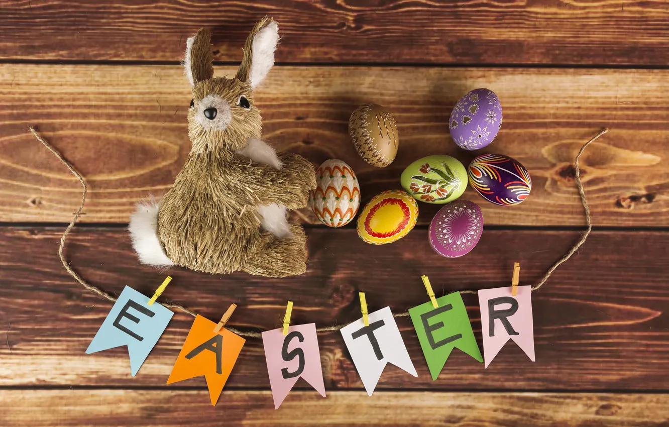 Фото обои заяц, яйца, кролик, Пасха, Easter