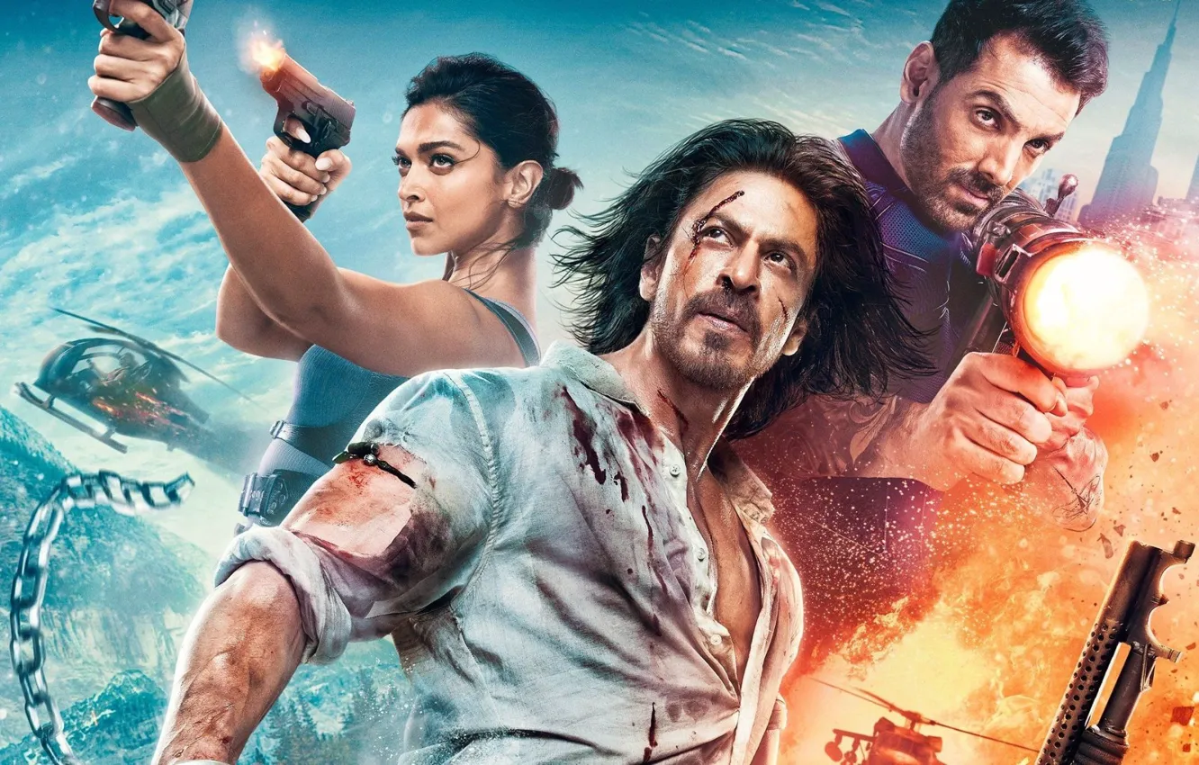 Фото обои оружие, приключения, триллер, боевик, постер, Deepika Padukone, Дипика Падуконе, John Abraham