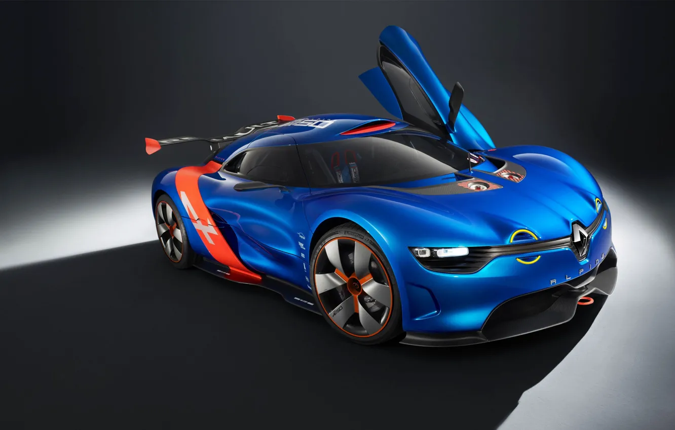 Фото обои Renault-Alpine A110-50, синяя машина, Concept-Blue
