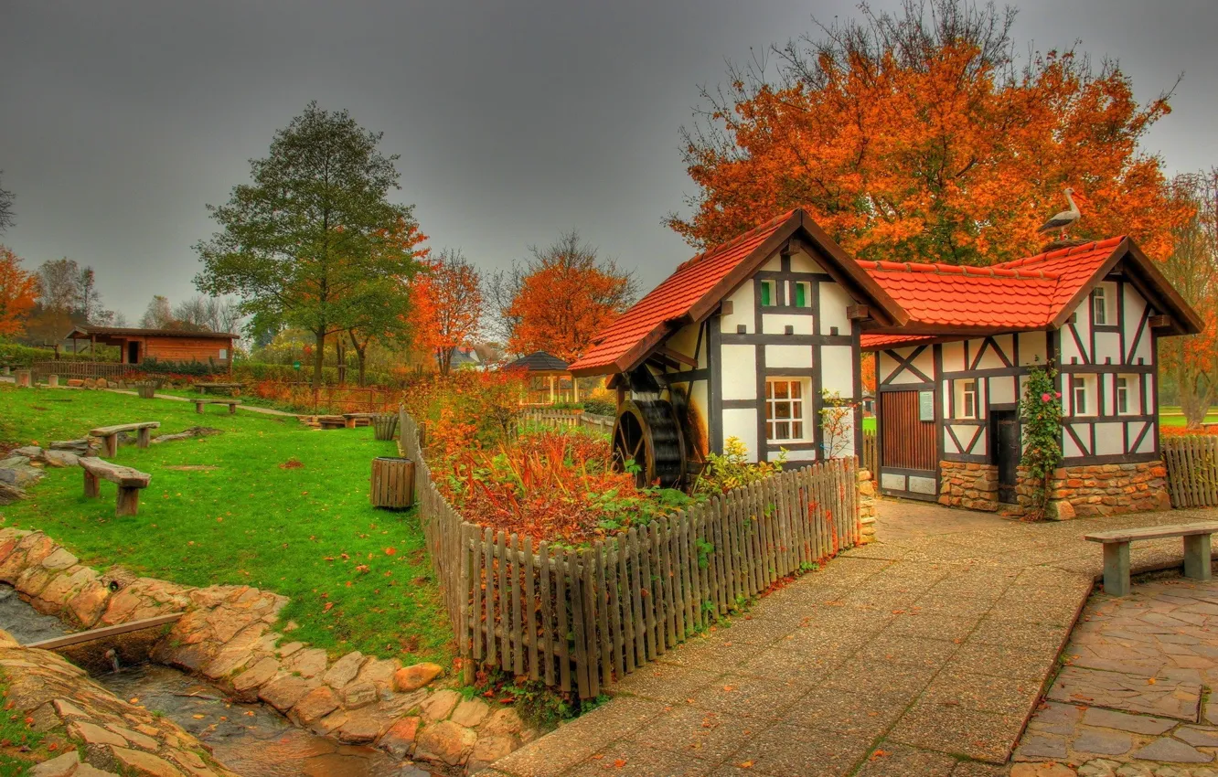 Фото обои house, Germany, land, fence, city​​, Saalburg
