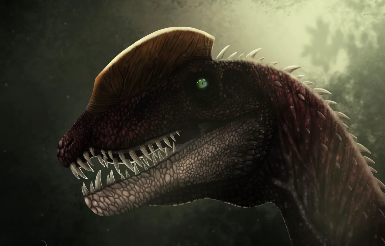 Фото обои динозавр, голова, dilophosaurus