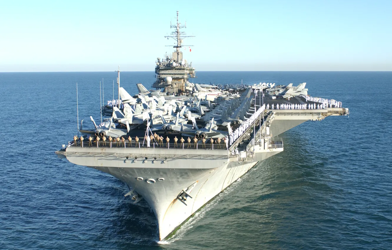 Фото обои море, авианосец, USS, Constellation, типа «Китти-Хок», (CV-64)