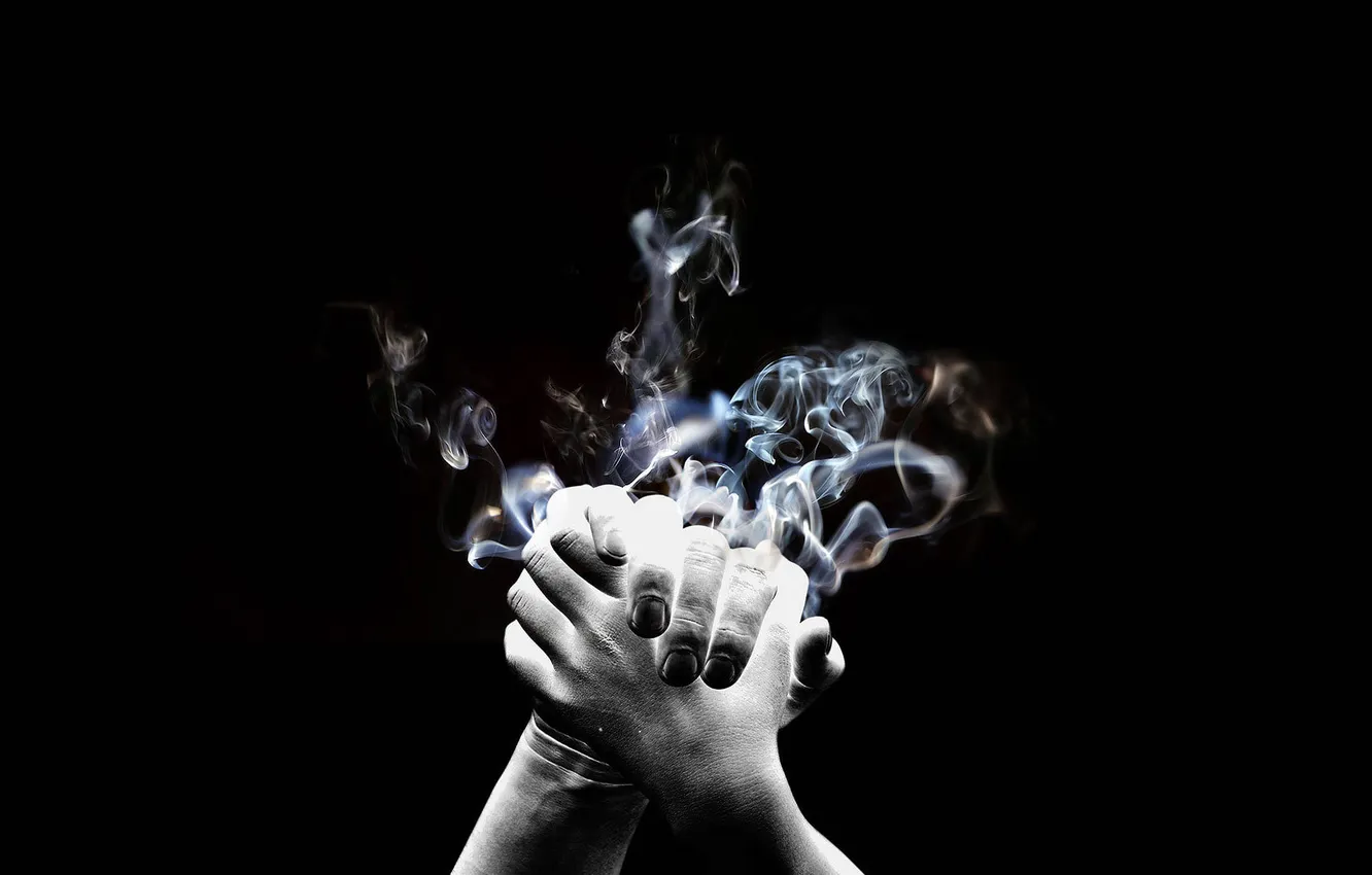 Фото обои дым, руки, пожатие, Black And White