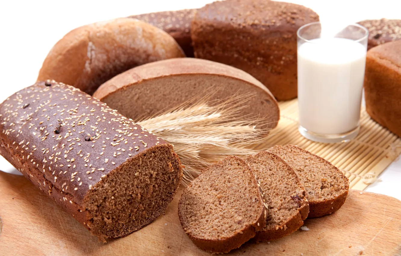 Фото обои пшеница, молоко, хлеб, выпечка, bread, батон
