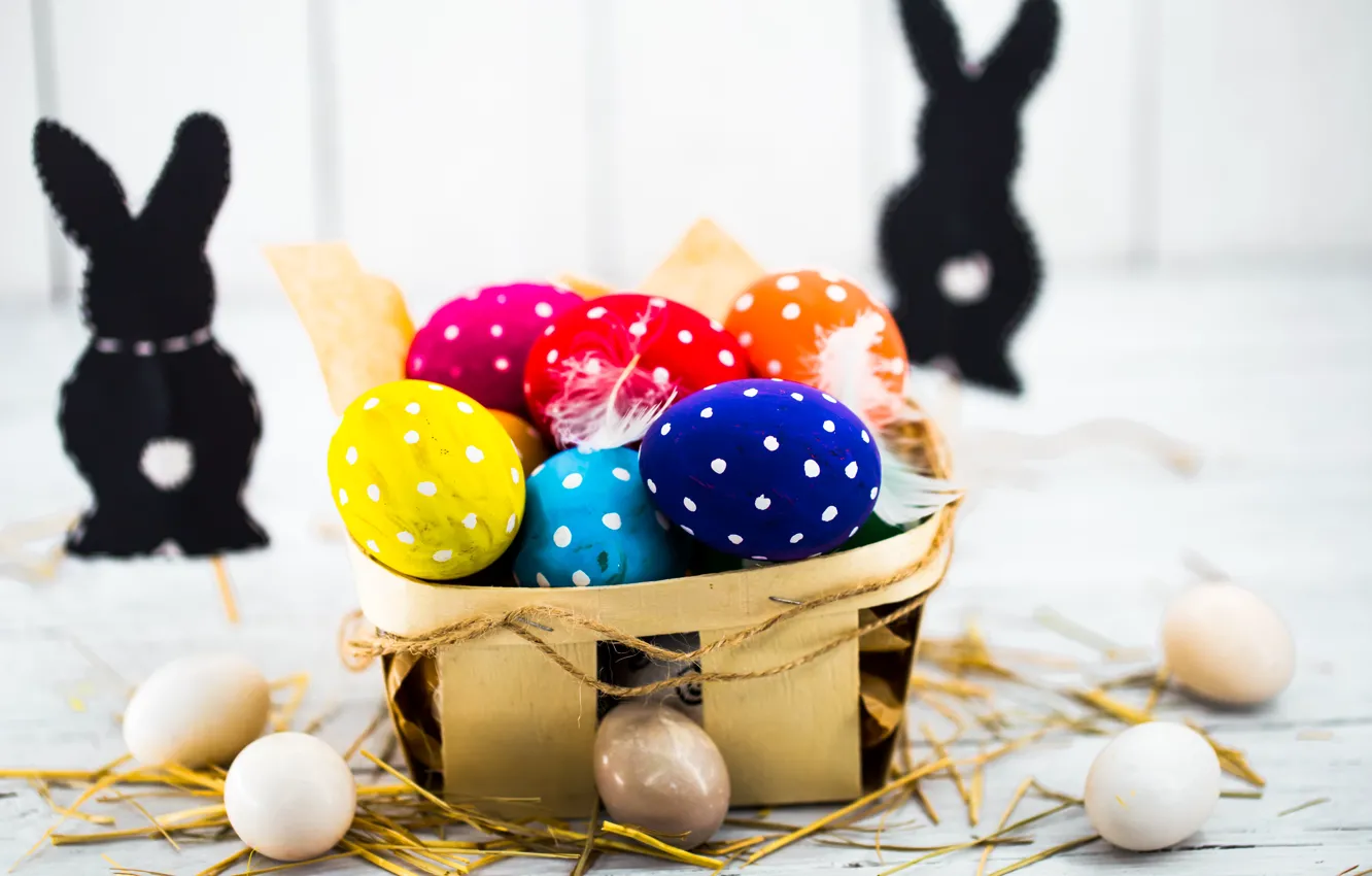 Фото обои colorful, Пасха, happy, корзинка, spring, Easter, eggs, holiday