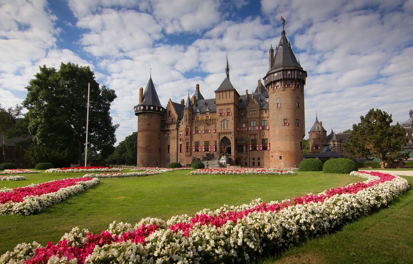 Фото обои Castle, Netherlands, Castle de Haar, Kasteel de Haar, Castle Garden