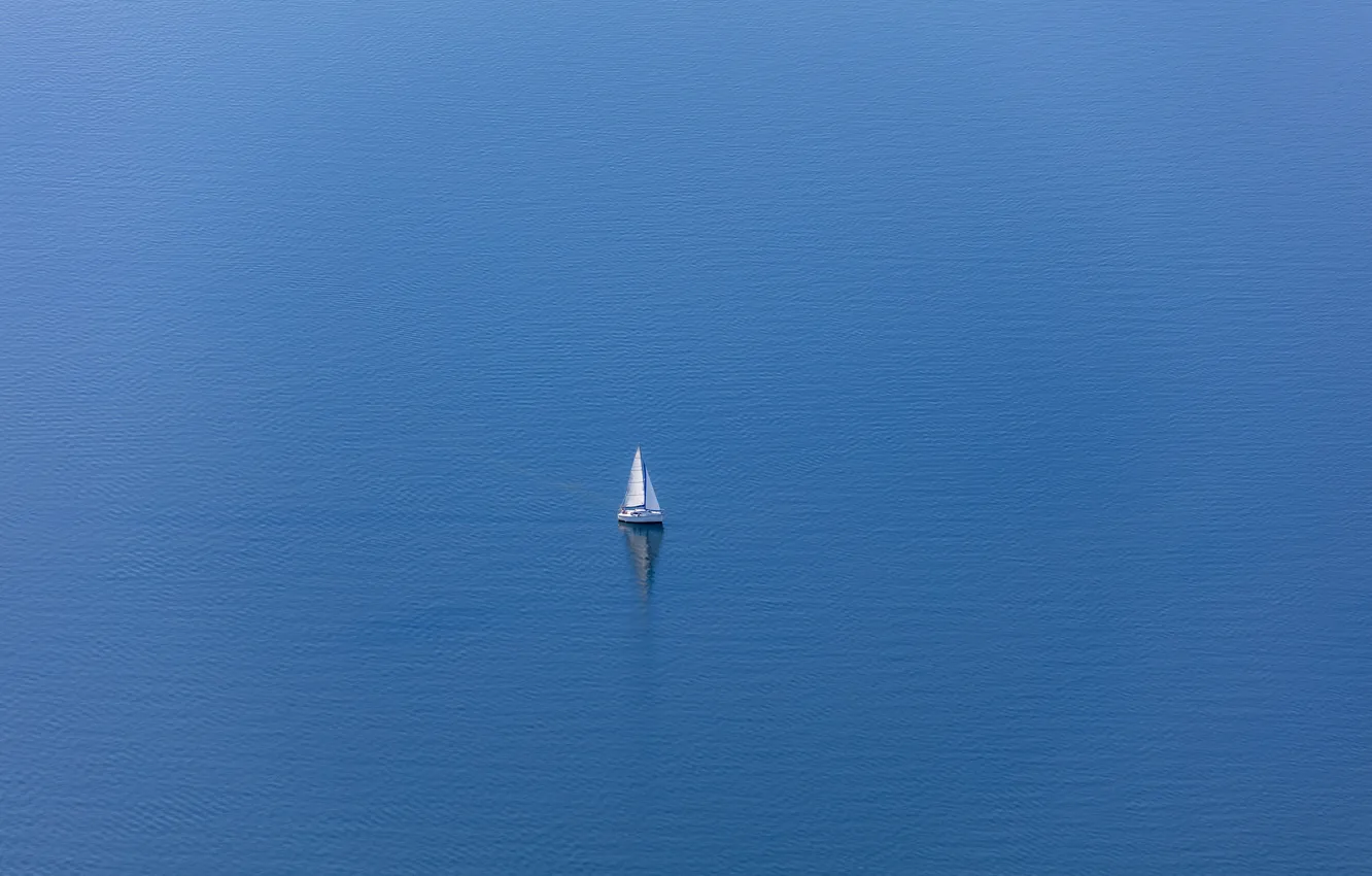 Фото обои море, лодка, парус