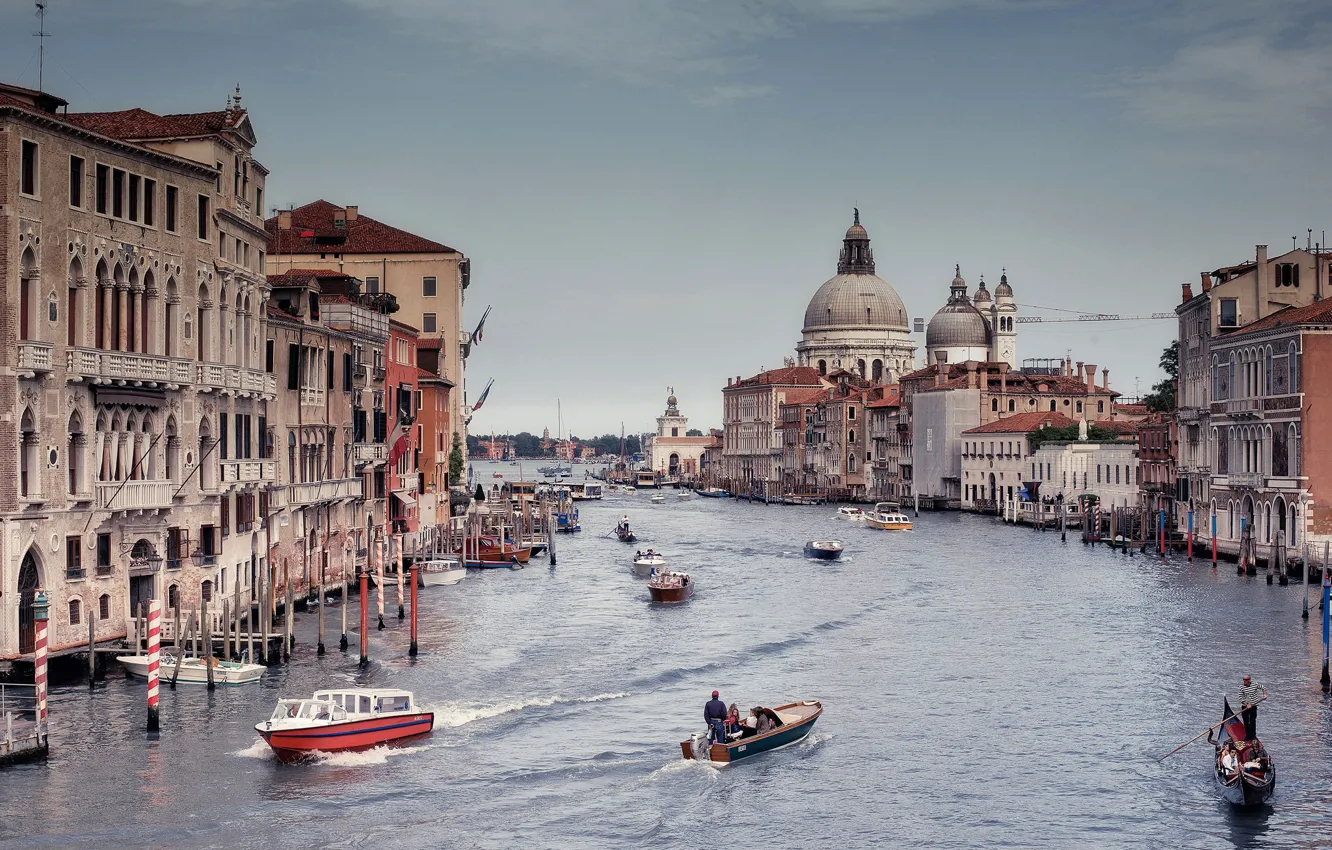 Фото обои Italy, Venice, boats, gondolas, The Grand Canal