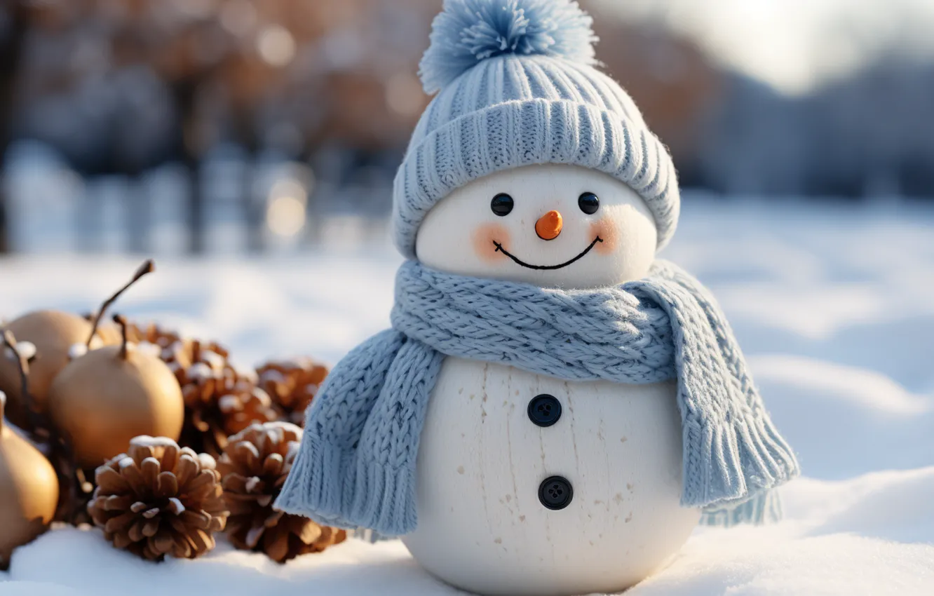 Фото обои зима, снег, Новый Год, Рождество, снеговик, happy, Christmas, night