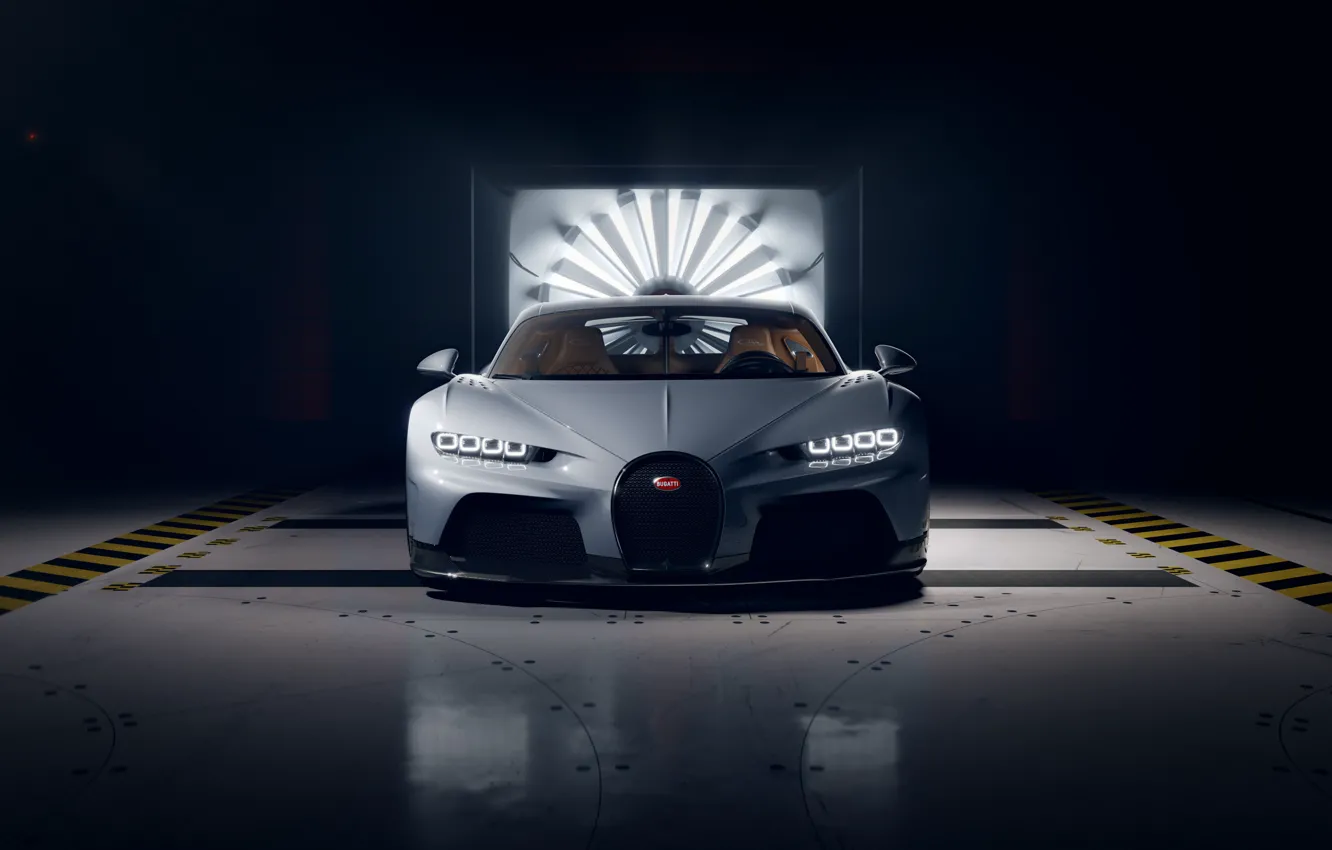 Фото обои Бугатти, Bugatti, Light, Front, White, Гиперкар, Super Sport, Передок