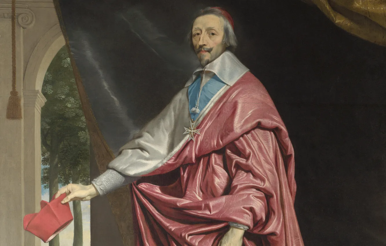 Фото обои портрет, живопись, Кардинал, Шампень, Ришелье