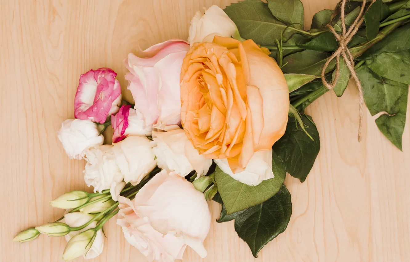 Фото обои цветы, розы, pink, flowers, roses, эустома, eustoma