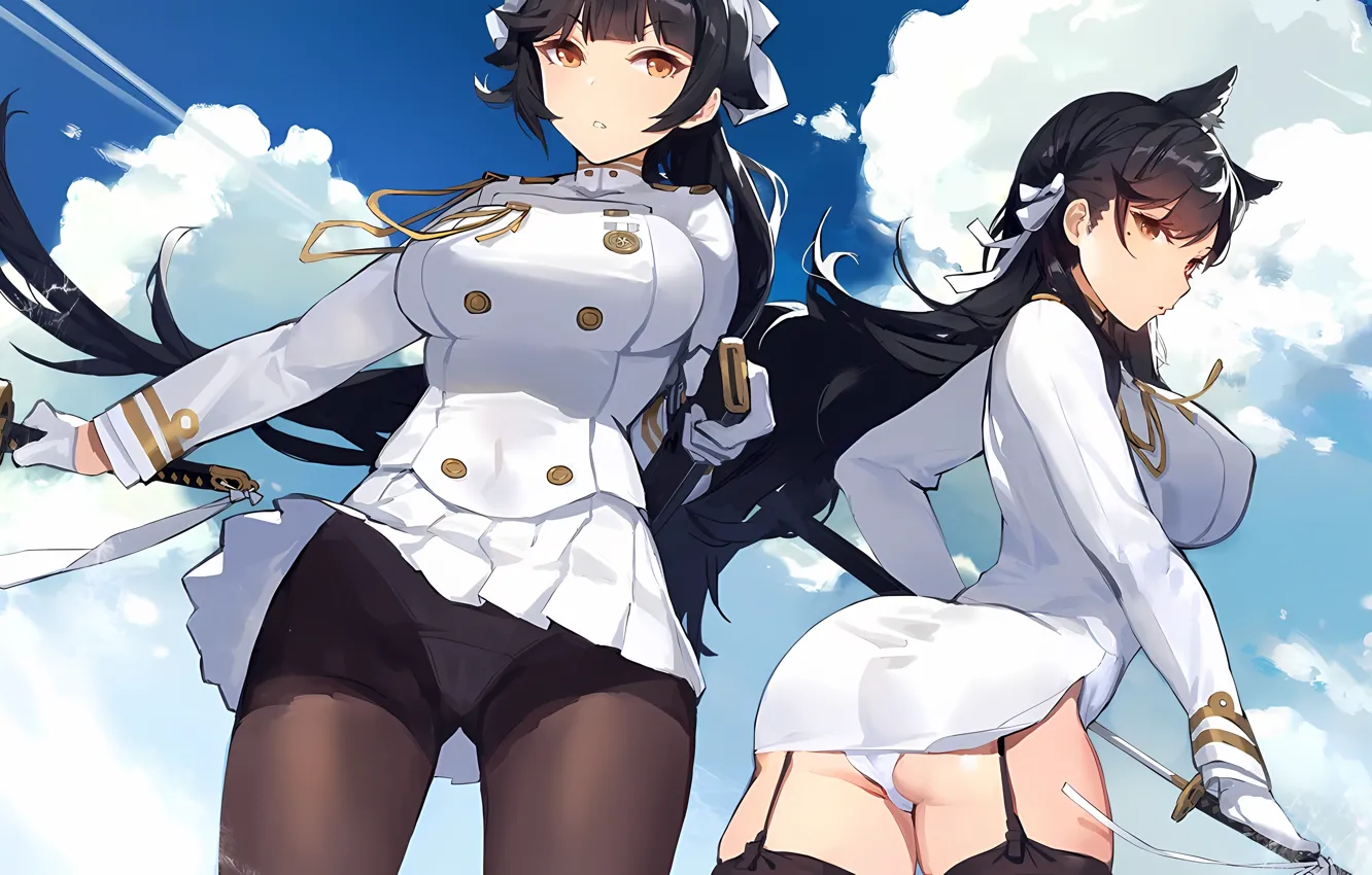 Фото обои sword, sexy, lingerie, ass, pantsu, panties, thighhighs, long hair