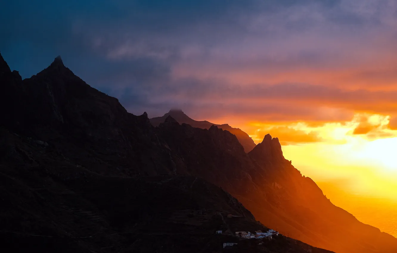 Фото обои Испания, Spain, Канарские острова, Тенерифе, Tenerife, Sunlight, Солнечный свет, Восход солнца