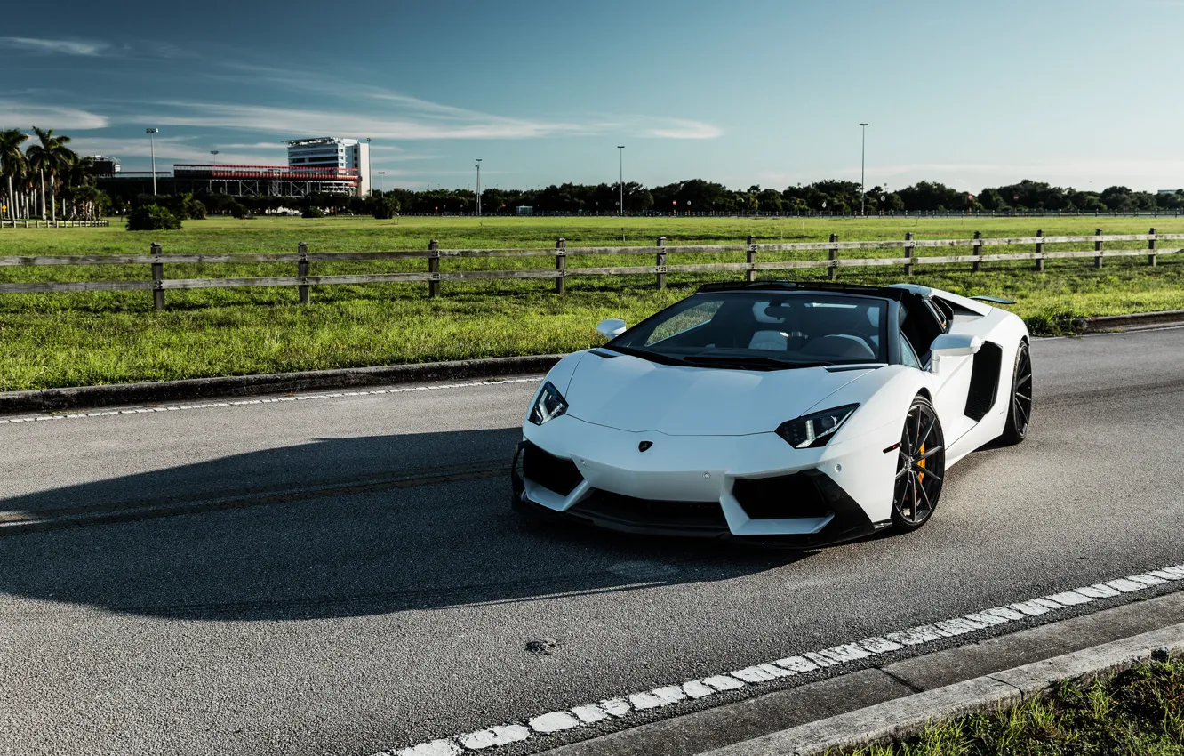 Фото обои Lamborghini, Predator, White, Aventador, VAG, Sight