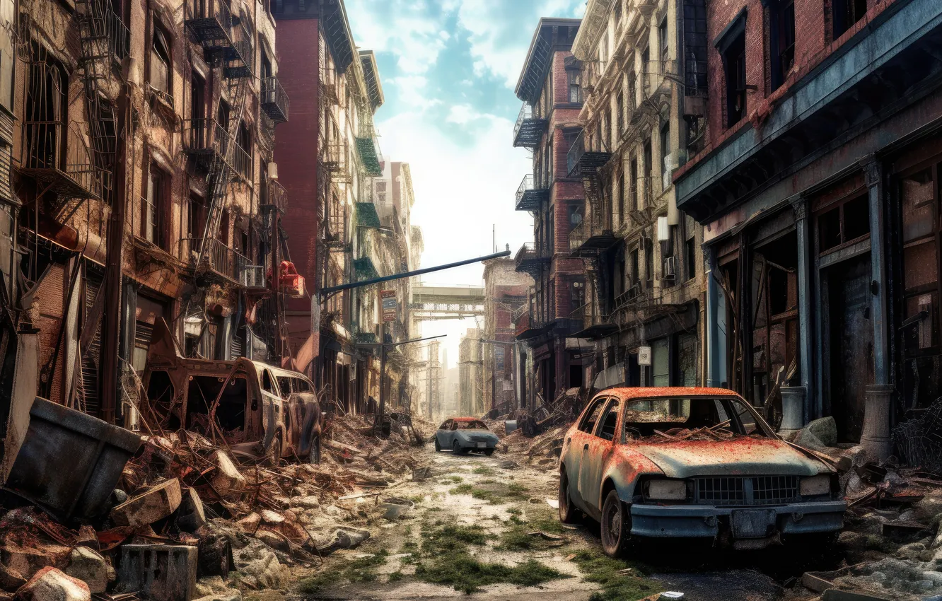 Фото обои city, abandoned, rust, apocalypse