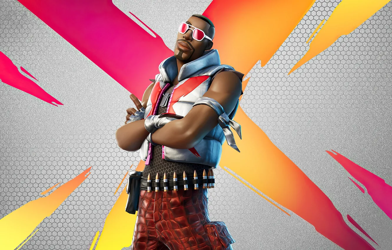 Фото обои очки, парень, патроны, Fortnite