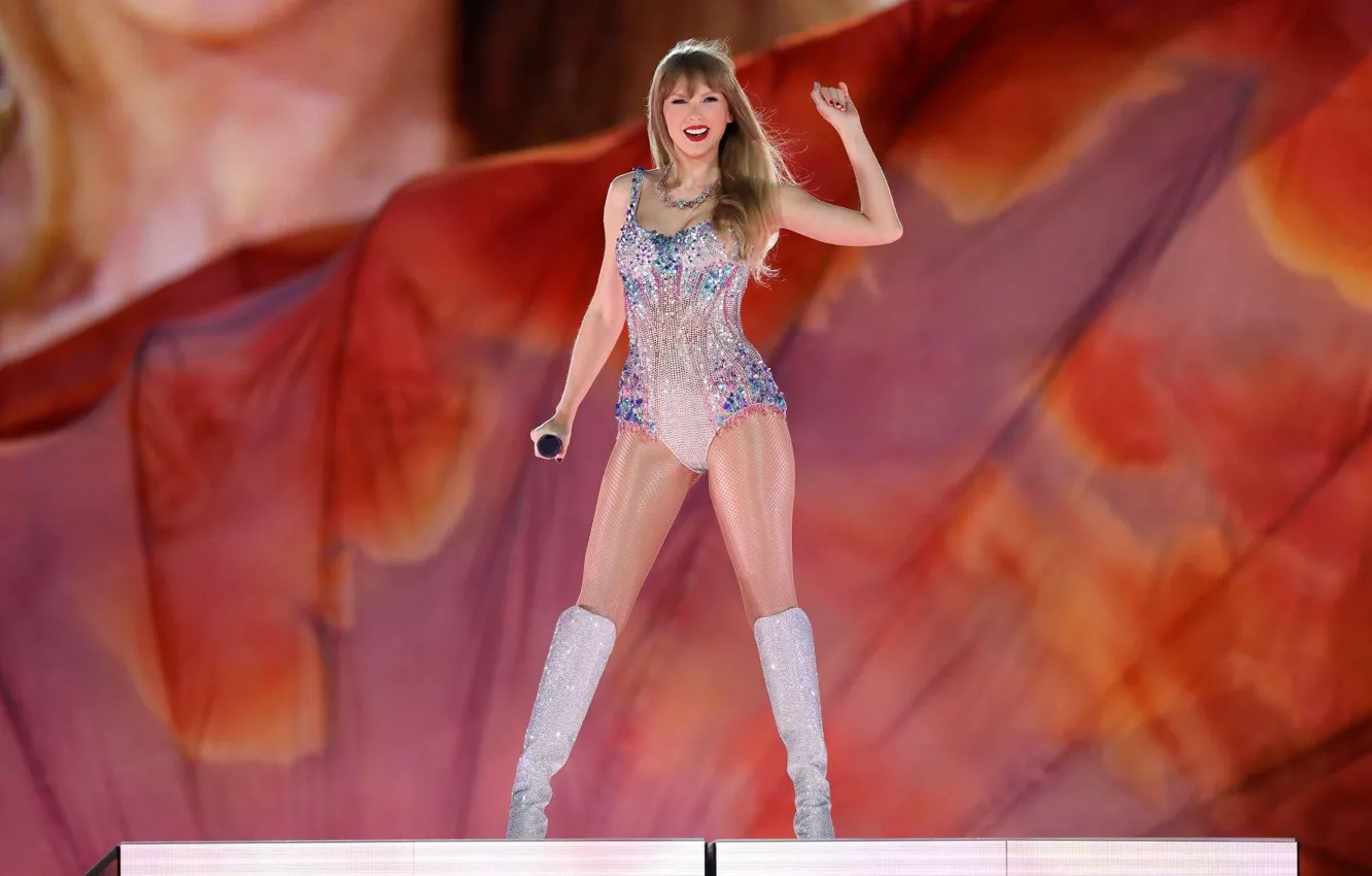Фото обои блондинка, певица, Taylor Swift, красивая девушка, боке, на сцене, singer, beautiful girl