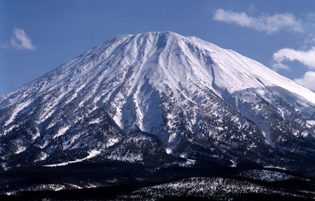 Фото обои зима, снег, гора, вулкан