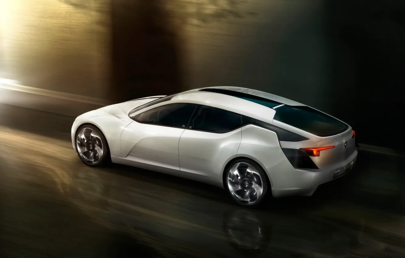Фото обои скорость, размытие, Opel, автомобиль, Flextreme GT E