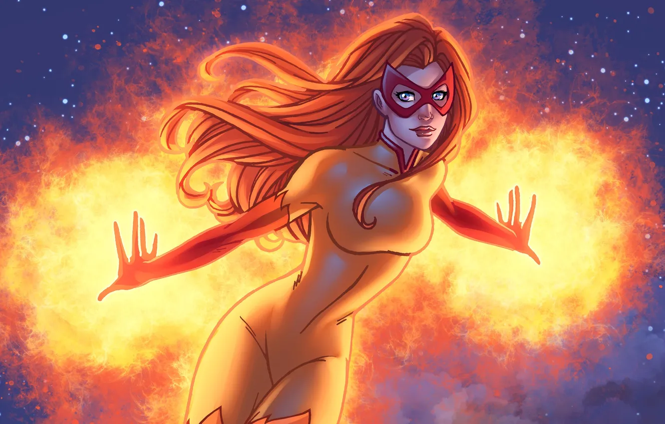 Фото обои супергерой, marvel comics, Firestar, Огненная звезда, Angelica Jones