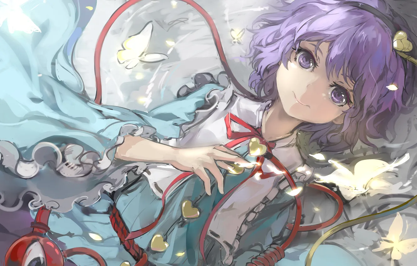 Фото обои девушка, игры, аниме, арт, touhou, komeiji satori, upscale, maz