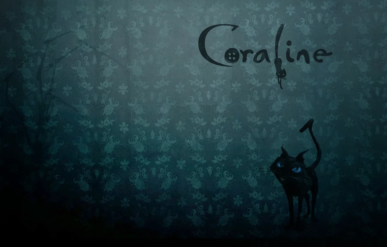 Фото обои кот, надпись, мультфильм, жуки, страшная сказка, Coraline, Коралина, Коралайн
