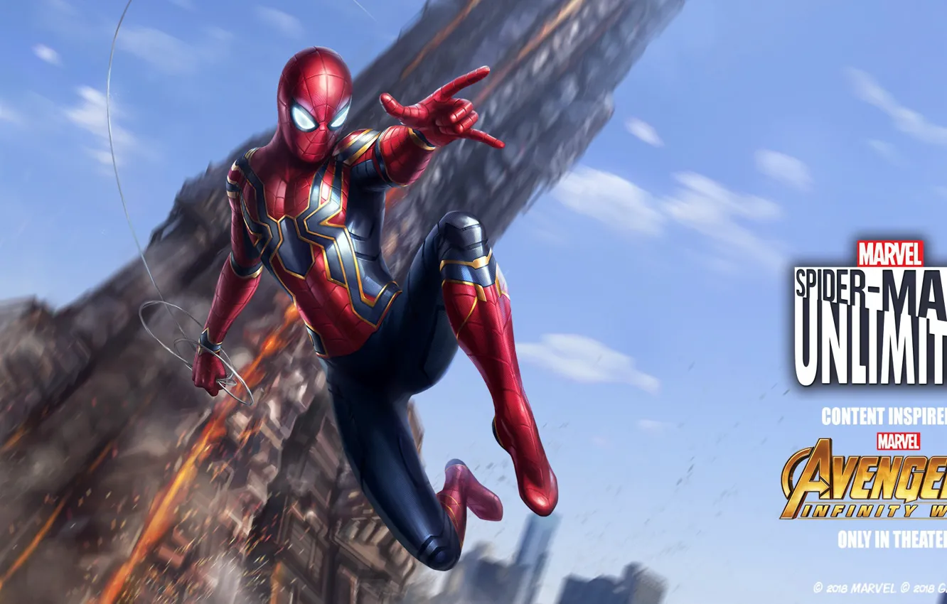 Фото обои marvel, Spider-Man, iron spider, avengers infinity war