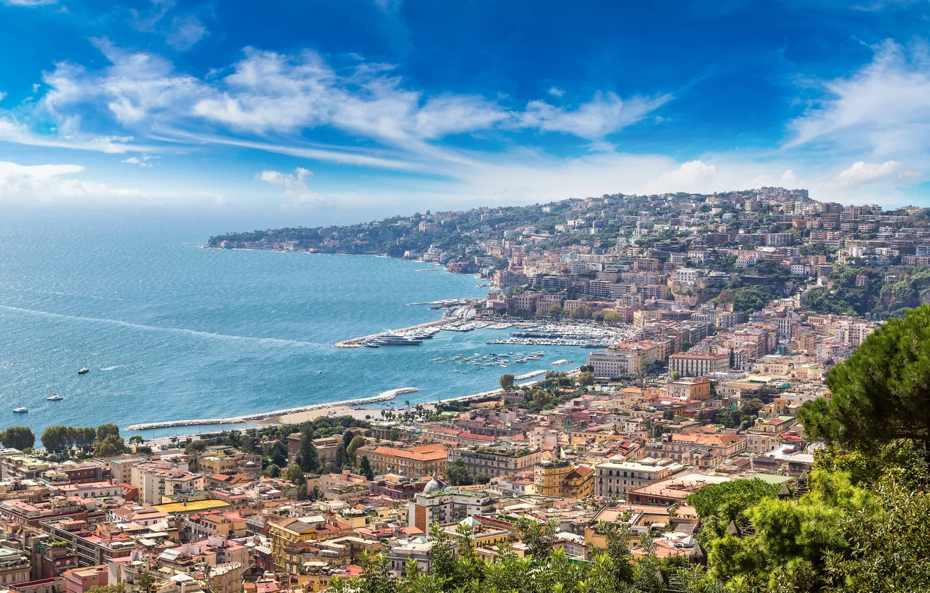 Фото обои city, город, побережье, Италия, Italy, coast, panorama, Europe