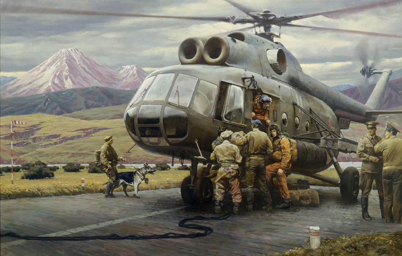 Фото обои масло, картина, холст, художник А.Сытов, 1986 год, &quot;Малая авиация&quot;