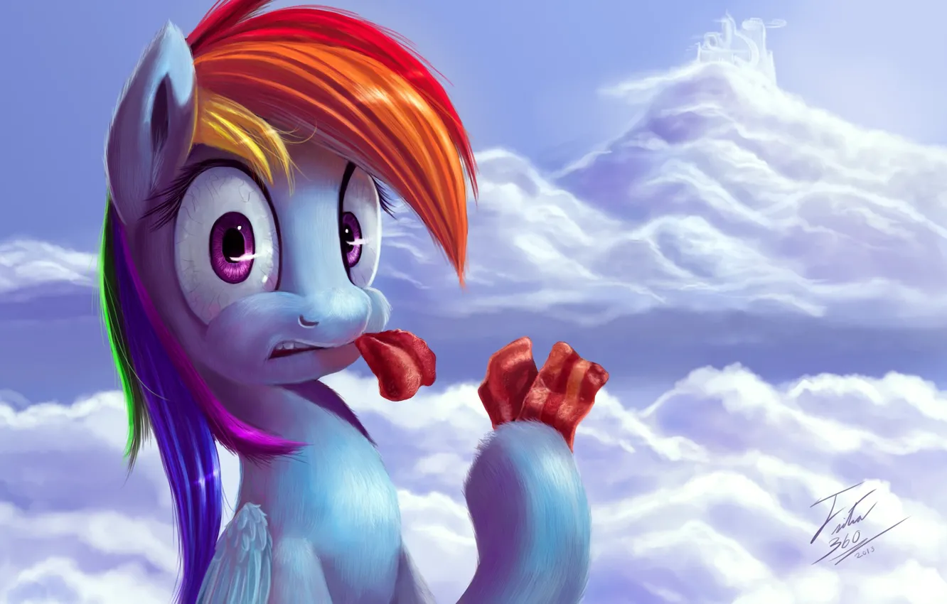 Фото обои небо, мультик, арт, Rainbow Dash, My Little Pony: Friendship is Magic, MLP:FiM, by Tsitra360