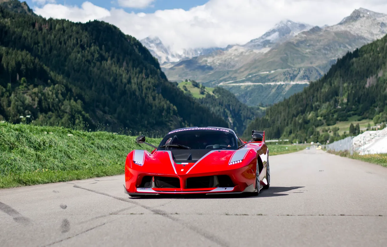 Фото обои горы, Ferrari, гоночный трек, FXX K
