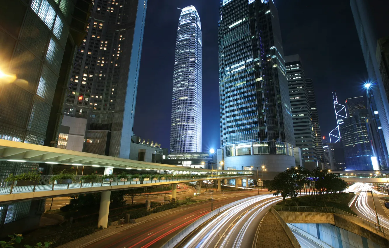 Фото обои light, highway, hongkong, financial, landmark, hong, kong, freeway