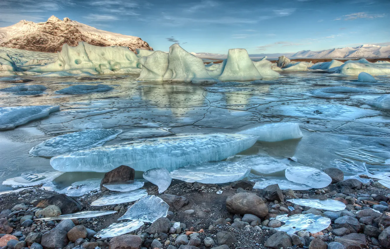 Фото обои камни, лёд, Iceland