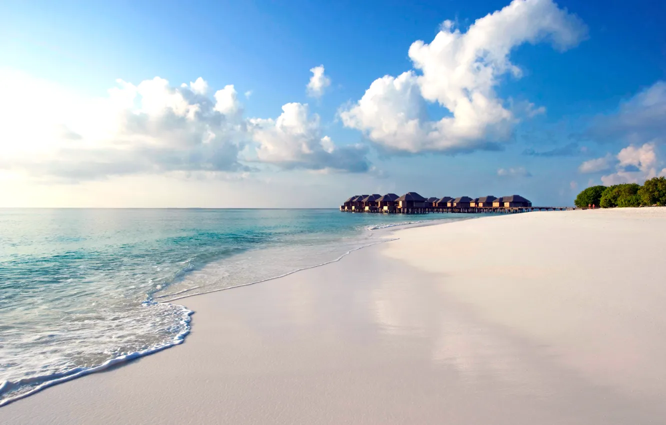 Фото обои пляж, природа, тропики, океан, Мальдивы
