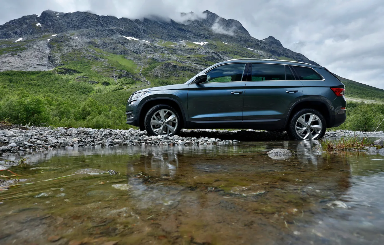 Фото обои вода, берег, SUV, Škoda, Skoda, 2016, Kodiaq