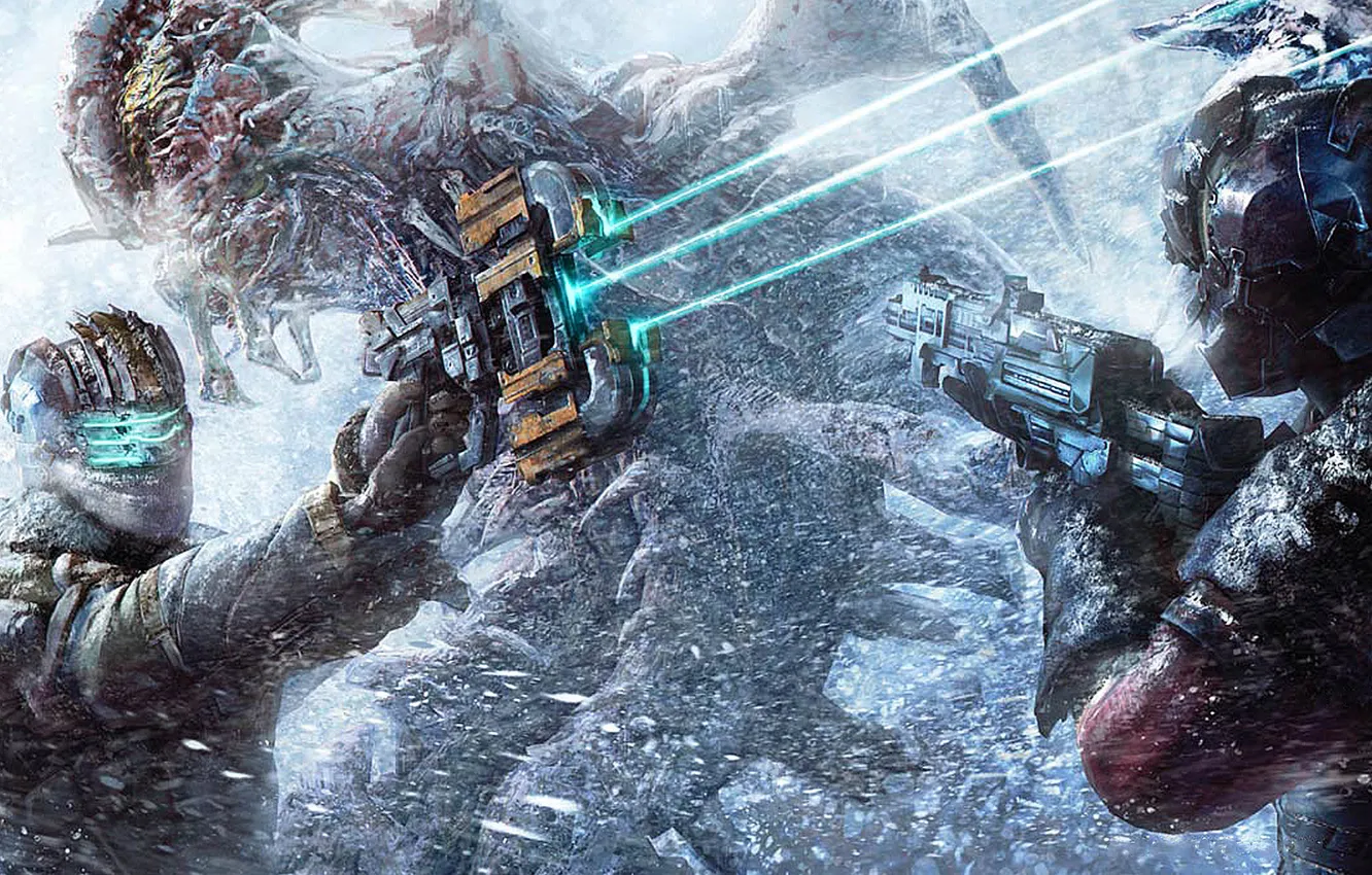 Фото обои light, wallpaper, gun, snow, dead space 3