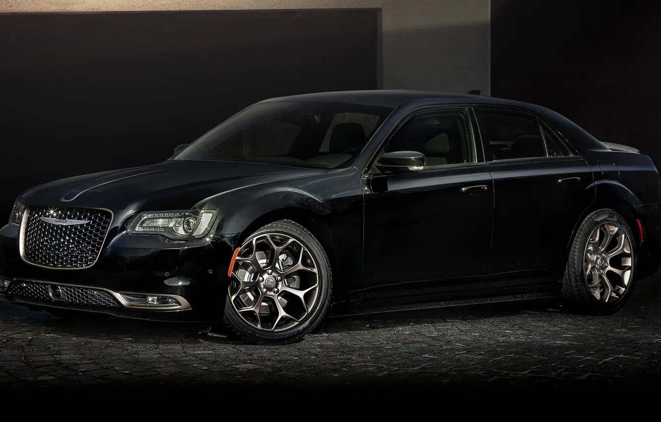 Фото обои машина, Chrysler, чёрная, седан, диски, black, сбоку, колёса