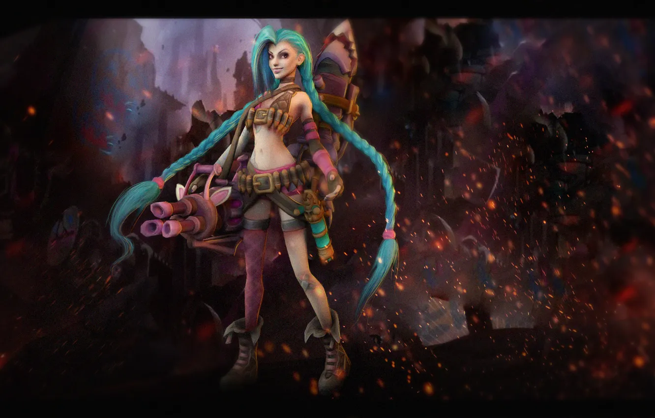 Фото обои девушка, оружие, League of Legends, Jinx, Loose Cannon