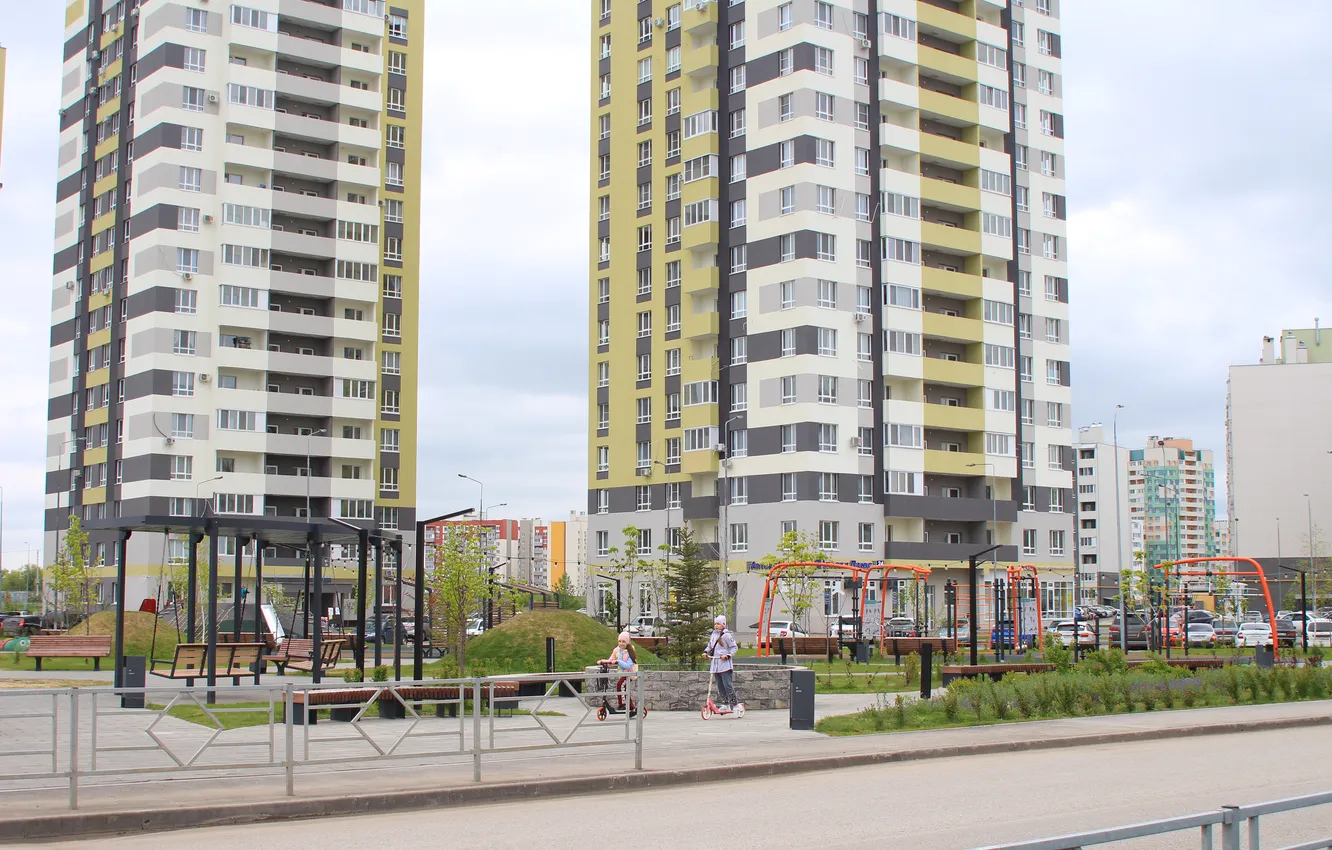 Фото обои небо, человек, здания, дома, весна, Россия, архитектура, Stan