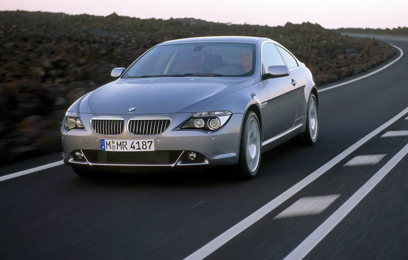 Фото обои дорога, разметка, скорость, серебристый, BMW, шоссе, E63, BMW E63