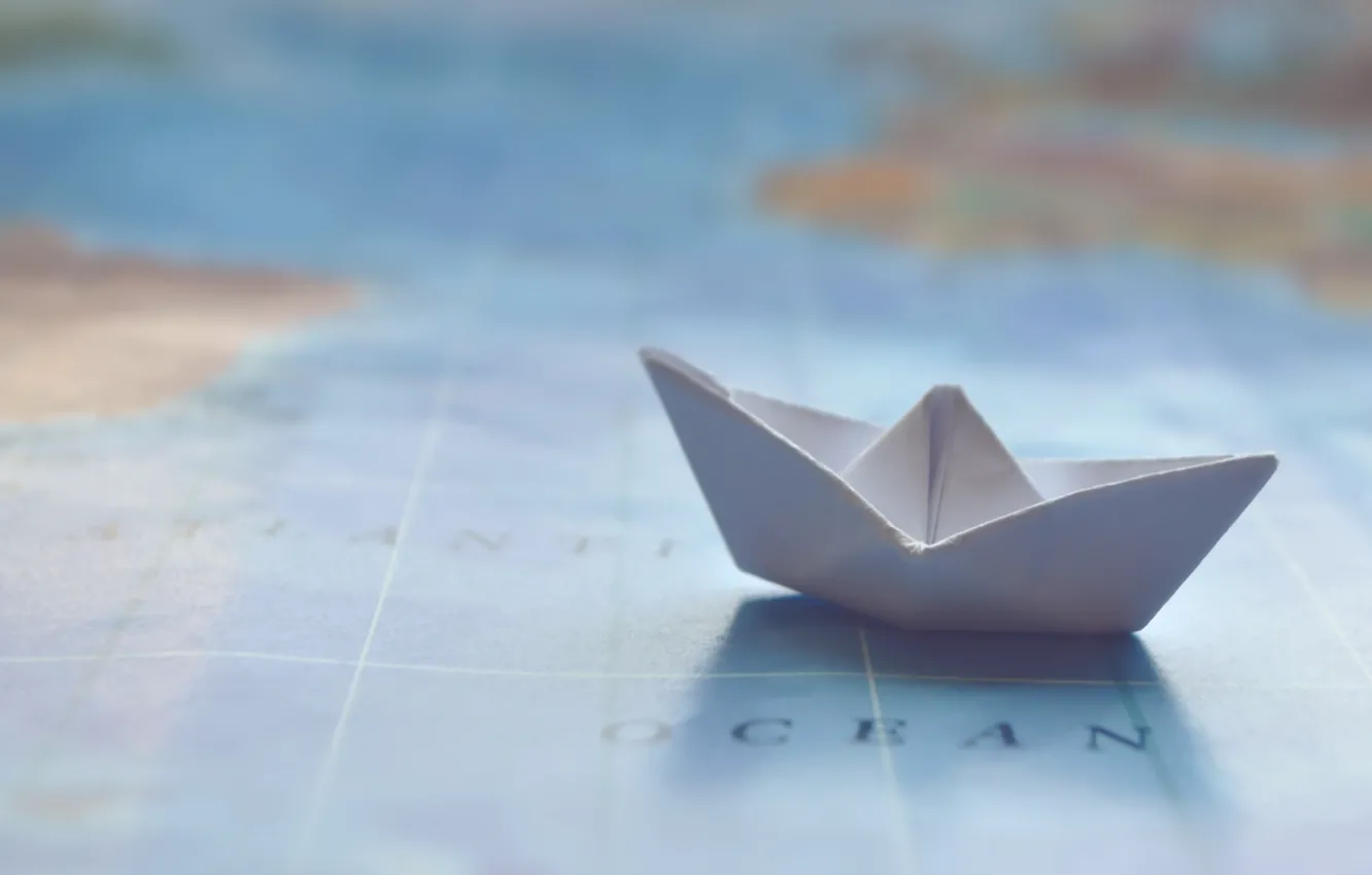 Фото обои макро, океан, кораблик