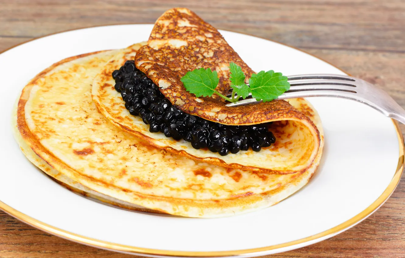 Фото обои вилка, блины, икра, масленица, caviar, pancake