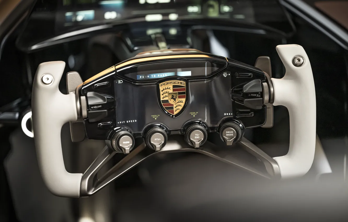 Фото обои Porsche, steering wheel, Porsche Mission X