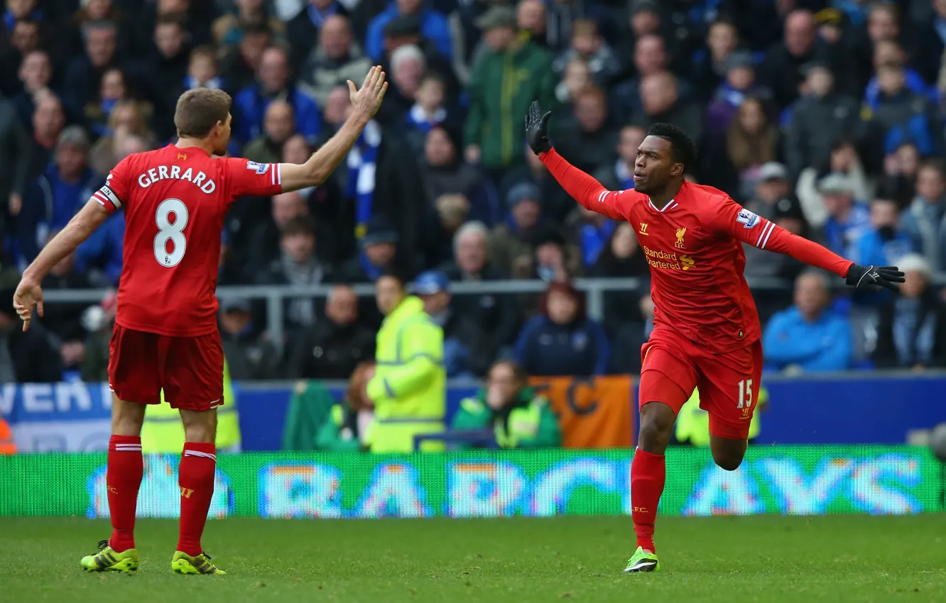 Фото обои Steven Gerrard, Liverpool FC, Стивен Джеррард, Daniel Sturridge, Дэниел Старридж