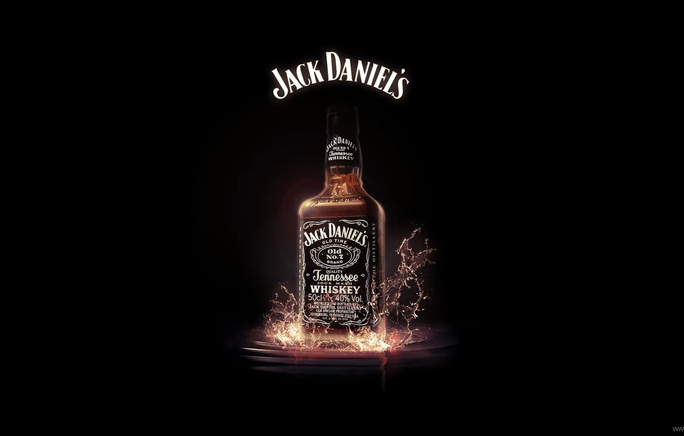 Фото обои бутылка, чёрный фон, Jack Daniels