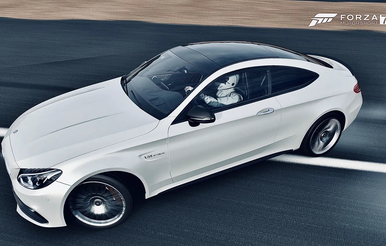 Фото обои HDR, Mercedes, Benz, drift, game, AMG, Coupe, C Class