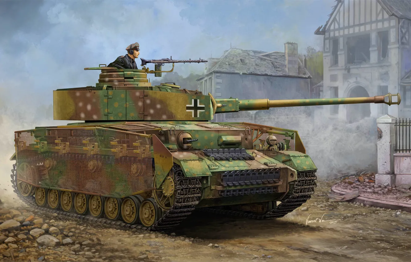 Фото обои Танк, Вермахт, Средний Танк, Панцерваффе, Танкист, Pz.Kpfw IV.Ausf J