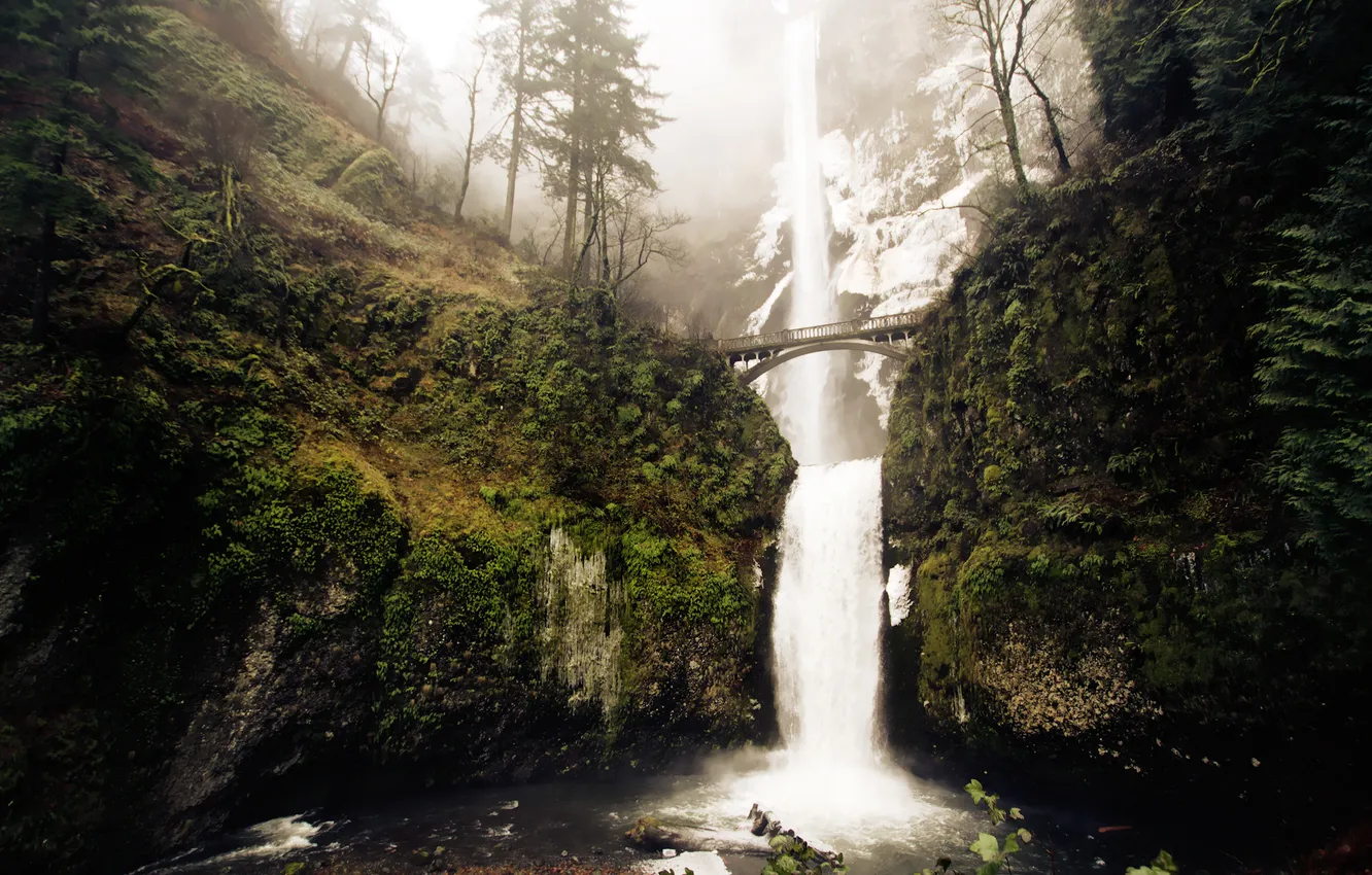 Фото обои зима, скалы, водопад, winter falls